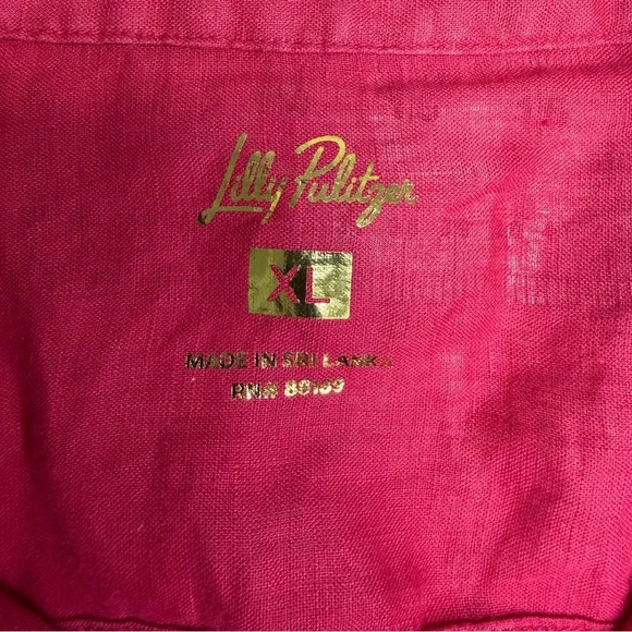 Lilly Pulitzer Women's Red Linen, Long Sleeve Shirt, size XL, like new! - Picture 3 of 7